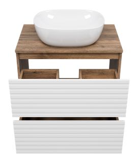 Напольная тумба под раковину Brevita Dakota DAK-07070-19/01-2Я 70см дуб Галифакс олово/белый